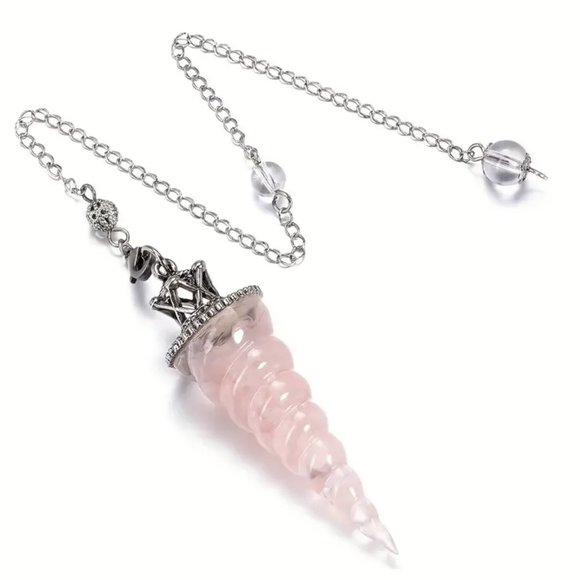 Rose Quartz Spiral Pendulum - Picture 1 of 5